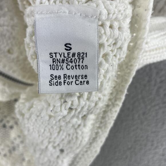 CAbi Sweater Womens Small White Hooded Zip Crochet Open Knit Cardigan Style 821 - Picture 5 of 8